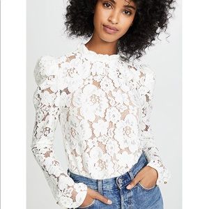 Wayf White Lace Top with Tan Cami